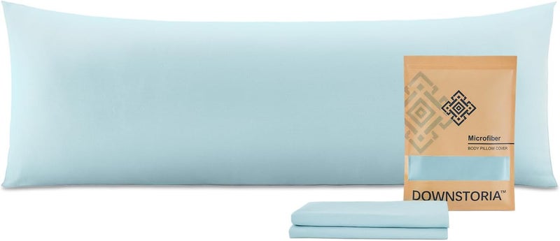 DOWNSTORIA Body Pillow Cover, Ultra Soft Microfiber Long Pillowcase, Envelope Closure Large Pillow Cases 20x54 inch (Light Blue) - Image 1