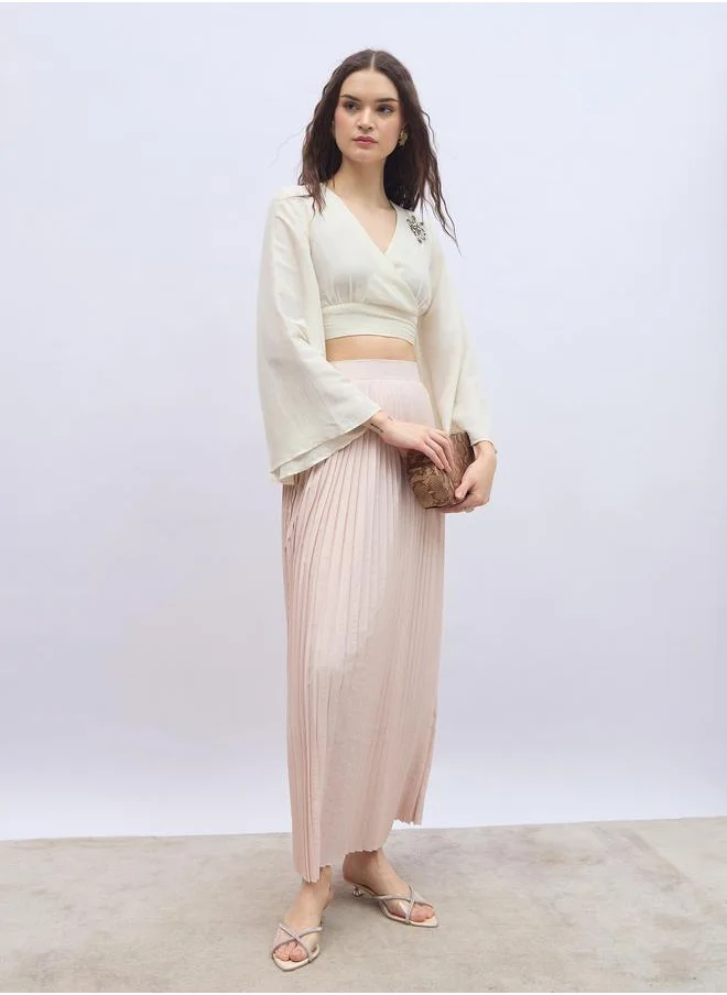 ستايلي Styli Pleated Flared Maxi Skirt