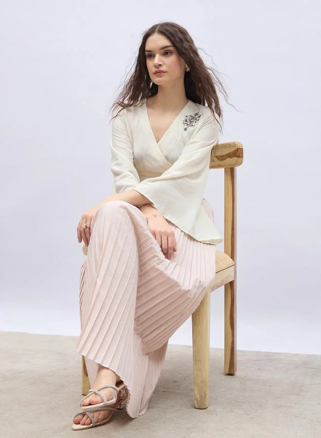 Styli Styli Pleated Flared Maxi Skirt