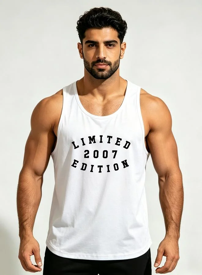 Take Two Men White Slogan Print Tank Top