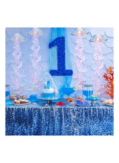 Excefore 4 Pieces Glitter Iridescent Jellyfish Honeycomb Mermaid Party Jellyfish Lanterns Ocean Blue Hanging Jellyfish Decorations Under The Sea Honeycomb Decorations Coaster Ocean Jellyfish Decor  - Image 3