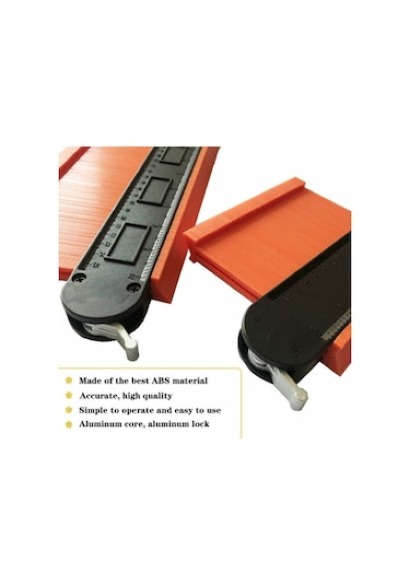 Contour Gauge 5In & 10In Orange Aluminum Lock Widened Durable Design - Multifunctional Irregular Measuring Tool for Versatile Profiling Needs - Image 3