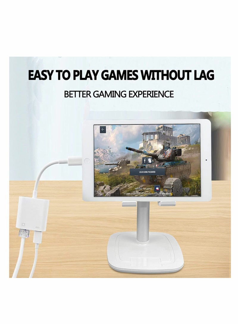 Excefore Lightning to RJ45 Ethernet LAN Network Adapter with Charge Port for Select iPhone, for iPad Models 100Mbps Charging Plug and Play - Image 5