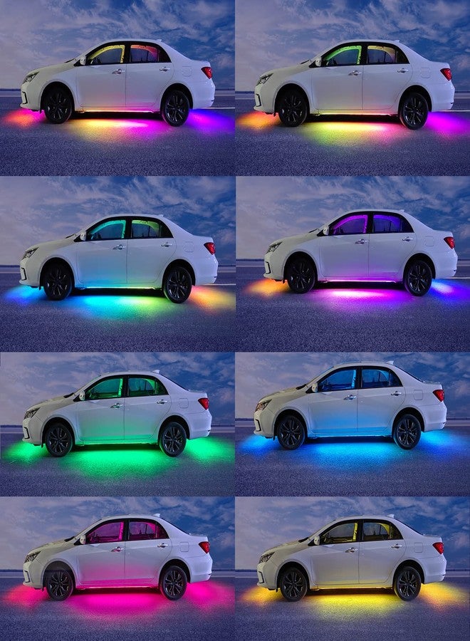 أضواء Glowlendra السفلية للسيارة، 4 قطع من مصابيح LED الذكية RGB-IC مع تحكم عبر التطبيق وجهاز تحكم عن بعد، وضع موسيقى متغير الألوان، طقم إضاءة سفلية للسيارات وسيارات الدفع الرباعي والشاحنات (لون الأحلام) - Image 3