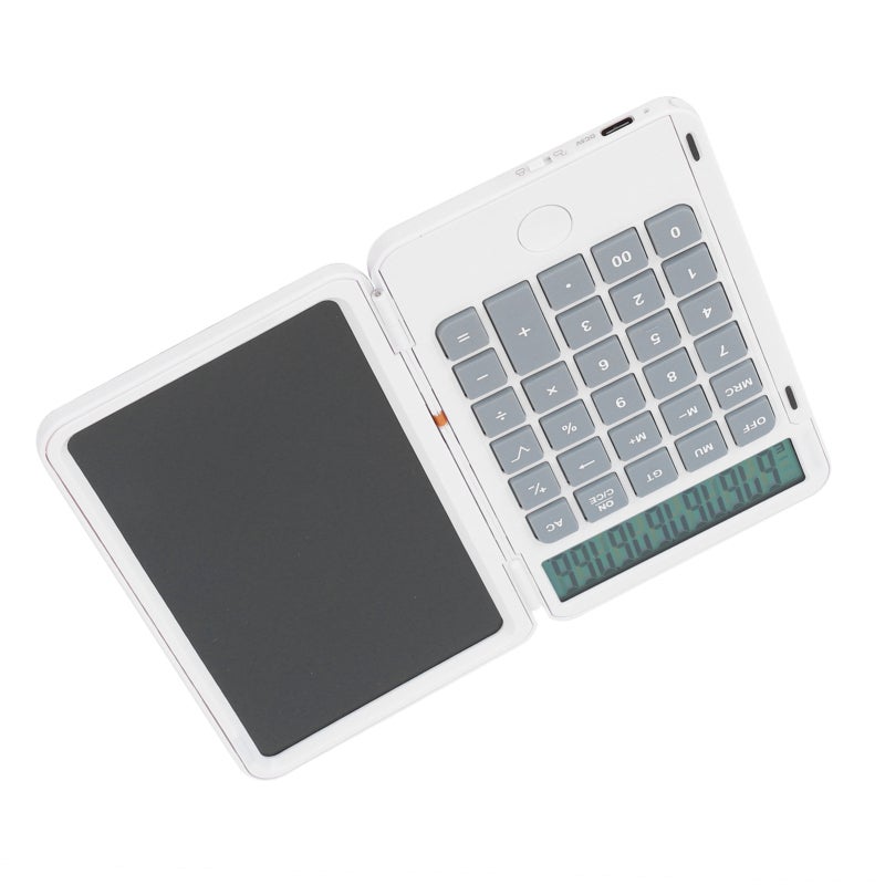 Rechargeable Foldable Pocket Calculator: 12-Digit White LCD Writing Tablet - Eye-Friendly Blue-Light-Free Integrated Design for Office, Students, Meetings & Calls - Image 5