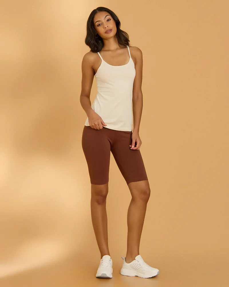 Redtag Women Brown Solid Cycling Shorts