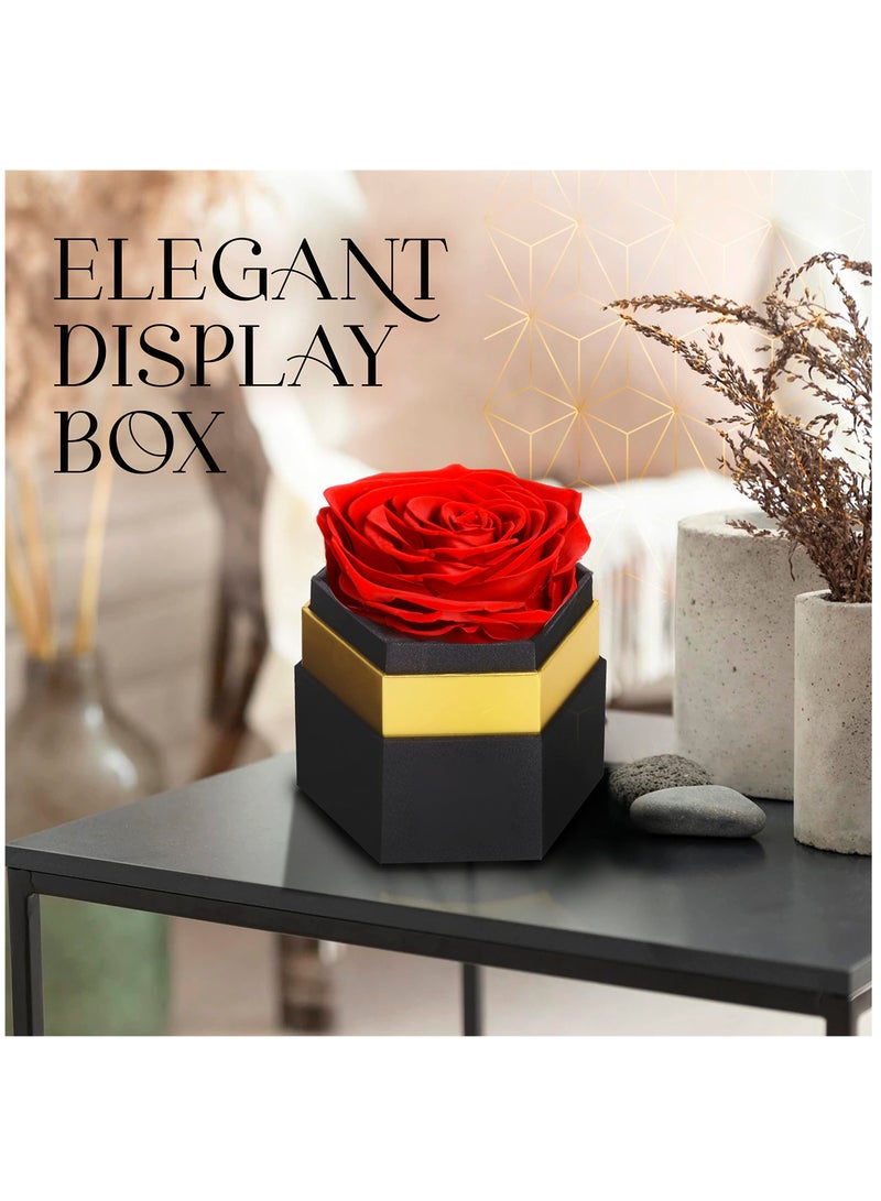 Excefore Hexagon Single Forever Red Rose Box, Preserved Roses in a Box, Immortal Roses in a Box That Last A Year, Eternal Rose Preserved Flowers for Delivery Prime Mothers Day - Image 5