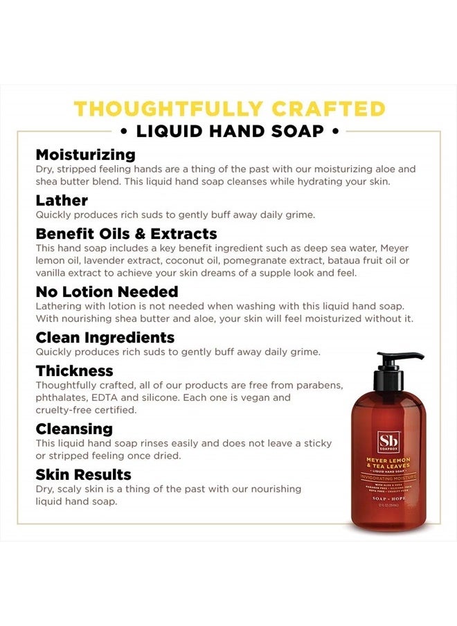 Liquid Hand Soap, Meyer Lemon & Tea Leaves - Gentle, Moisturizing Hand Cleanser, Vegan, Cruelty Free Hand Soap for Bathroom and Kitchen, 12oz Pump Bottles (Pack of 3) - pzsku/Z130726C711E2E70FE816Z/45/_/1741170217/46ec4fed-77ed-464d-a7ad-feab6a3ffc87