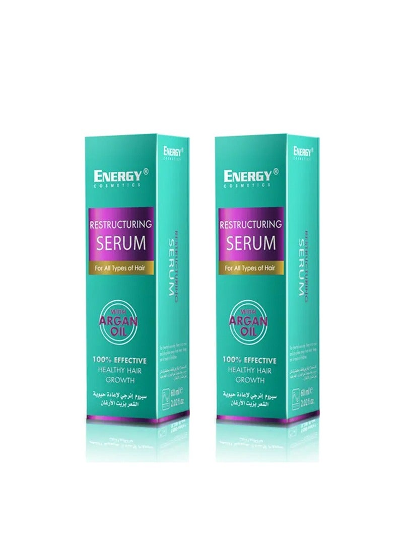 سيروم بزيت الأرجان لإعادة بنية وهيكلة الشعر 60 مل 2 قطع