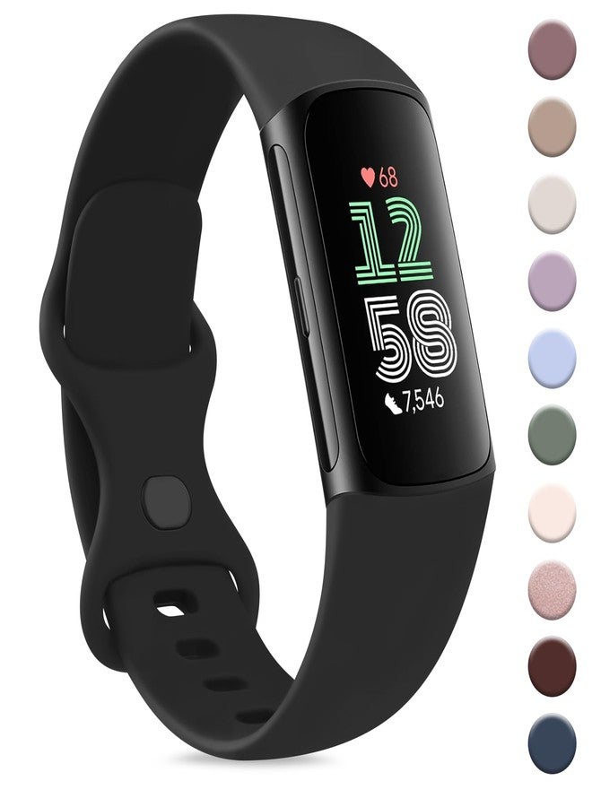 اي كي سوار AK الرياضي متوافق مع أساور Fitbit Charge 6 / أساور Fitbit Charge 5 للرجال والنساء، أساور معصم بديلة ناعمة كلاسيكية لسوار Fitbit Charge 6/5 المتطور لتتبع اللياقة البدنية والصحة (أسود، صغير) - Image 1