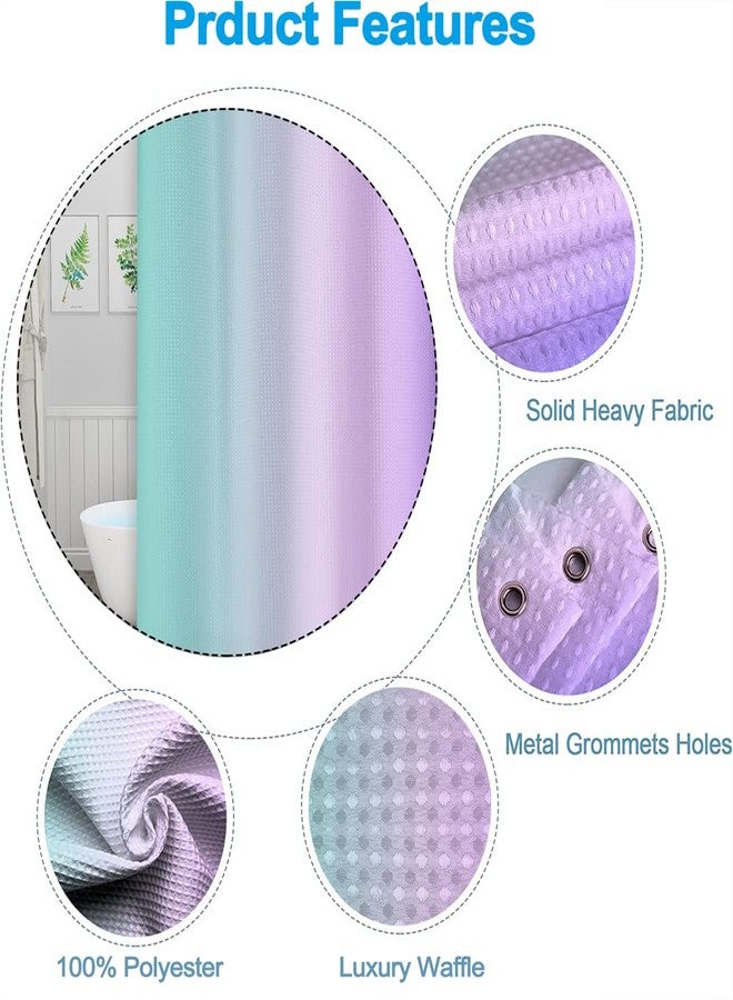Uiiooazy Rainbow Waffle Shower Curtain for Girls Gradient Blue Purple Bathtub Curtain for Bathroom Decoration Luxury Polyester Fabric Shower Curtains with Stainless Still Hooks 72x72 inches - Image 4