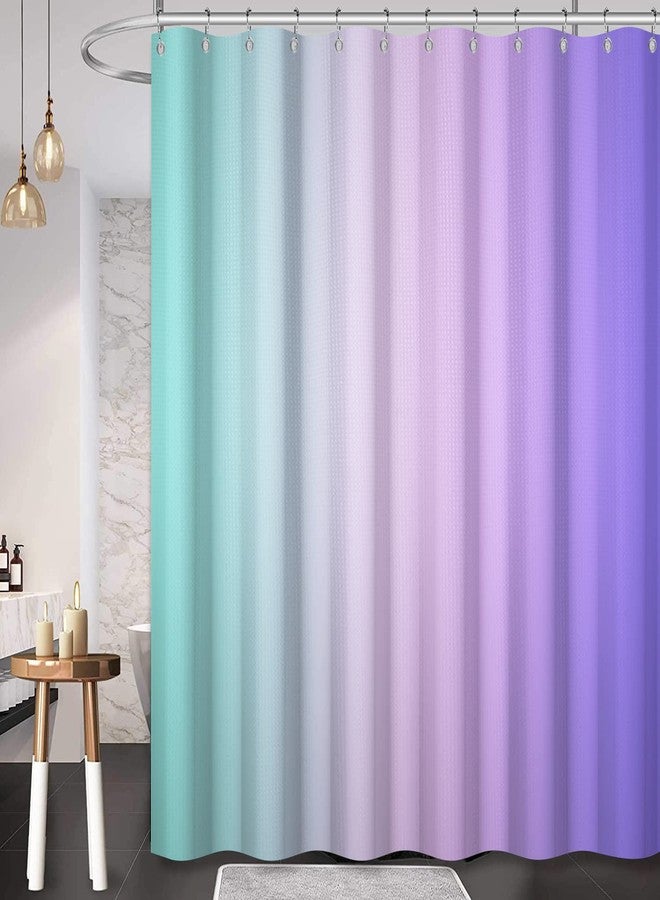 Uiiooazy Rainbow Waffle Shower Curtain for Girls Gradient Blue Purple Bathtub Curtain for Bathroom Decoration Luxury Polyester Fabric Shower Curtains with Stainless Still Hooks 72x72 inches - Image 1
