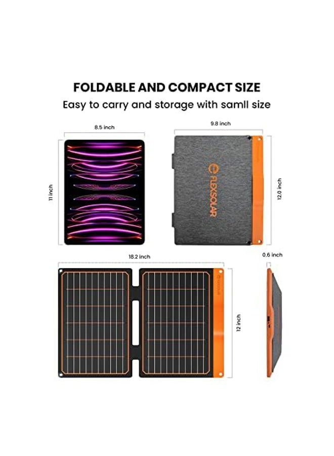 FlexSolar 5V 20W Portable Solar Charger for Camping, IP67 Waterproof Portable Solar Panel with USB A QC3.0 and USB C Output, Compatible with Smartphones, iPad, Power Bank for Outdoor Camping Survival - Image 5