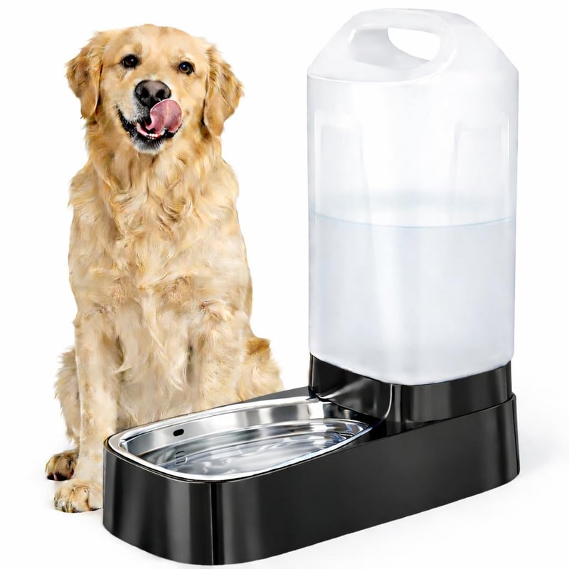 lesotc Automatic Dog Water Bowl Dispenser - 2.4 Gallon Gravity Pet Water Dispenser with 304 Stainless Steel Bowl, Dog Auto Feeders Bowls Self Waterer, Easy-Carry Handle for Large Dogs & Cats, Multi-Pet Home - Image 1