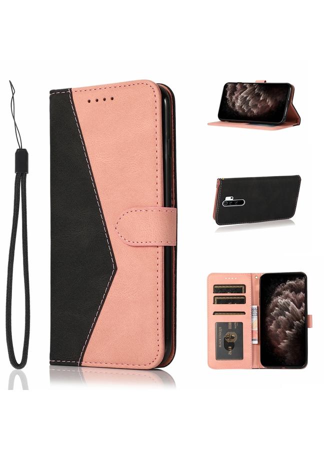 The Bros Case For Xiaomi Redmi 9 Dual-color Stitching Leather Phone Case