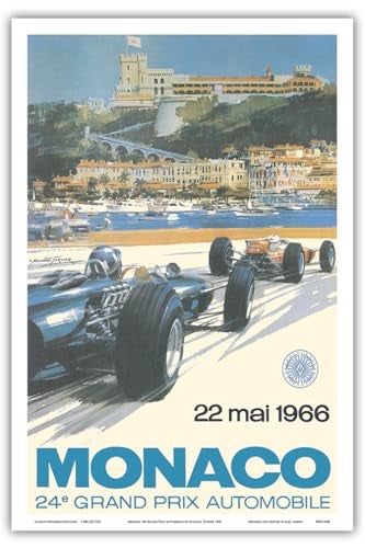 Pacifica Island Art 24th Monaco Grand Prix 1966 - Circuit de Monaco - Vintage Car Racing Poster by Michael Turner - Master Art Print (Unframed) 12in x 18in - Image 1