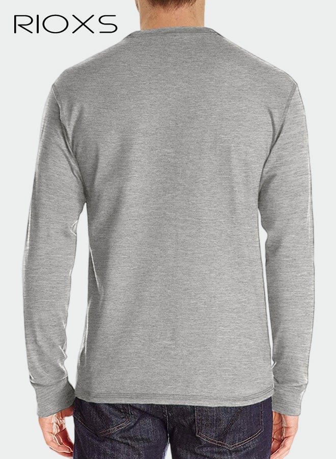 ريوكس قمصان هنلي رجالية، قميص قطني بأكمام طويلة وأزرار وجيب، قمصان جولف مريحة ومسامة للربيع والخريف للعمل والمكتب والارتداء اليومي - Image 2