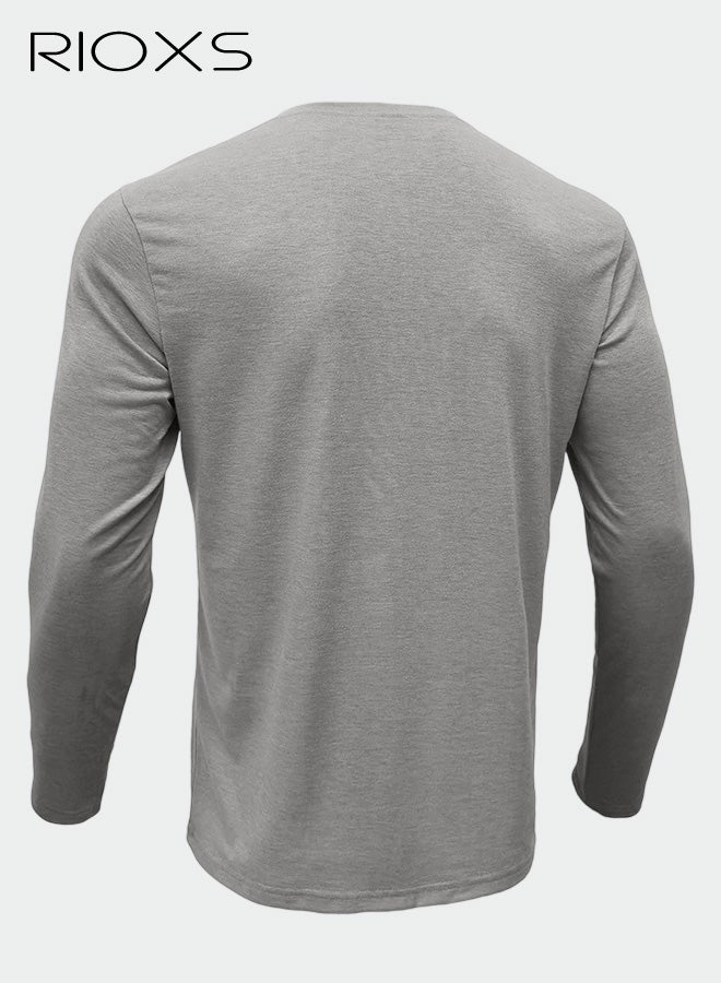 ريوكس قمصان هنلي رجالية، قميص قطني بأكمام طويلة وأزرار وجيب، قمصان جولف مريحة ومسامة للربيع والخريف للعمل والمكتب والارتداء اليومي - Image 5