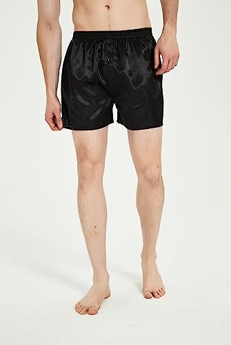 JupiterSecret Mens Satin Boxer Shorts Pack, Silk Feeling Sleep Shorts Underwear with Button Fly, Silky Pajama Bottoms for Men - Image 2