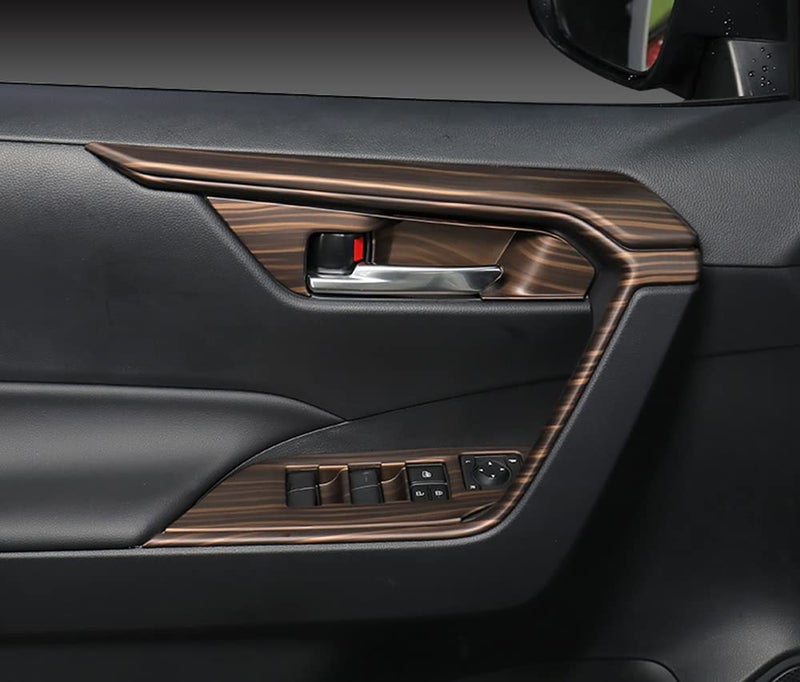 ERIDANUS Auto Accessories Fit for RAV4 2024 2023 2022 2021 2020 2019 Door Handle Upper Armrest Stripe Frame Cover Trim (Peach Wood Style) ABS 4 PCS - Image 3