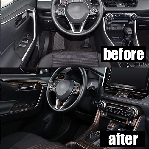 ERIDANUS Auto Accessories Fit for RAV4 2024 2023 2022 2021 2020 2019 Door Handle Upper Armrest Stripe Frame Cover Trim (Peach Wood Style) ABS 4 PCS - Image 2