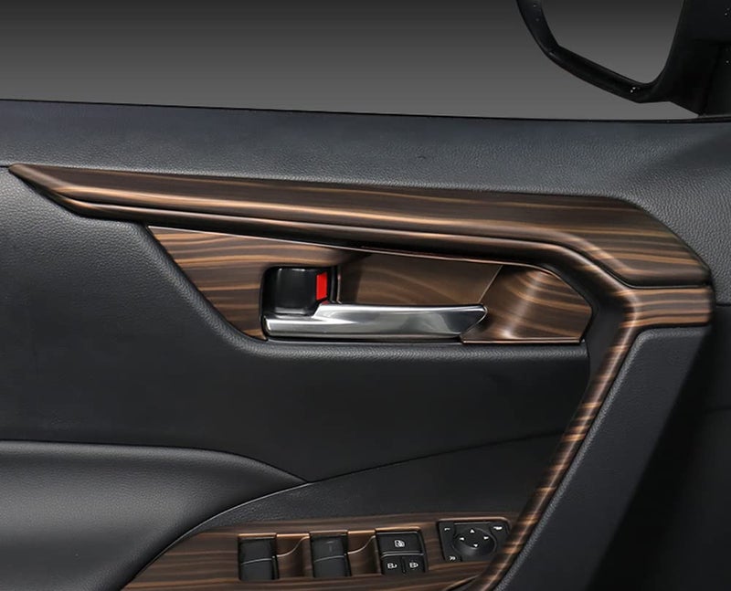 ERIDANUS Auto Accessories Fit for RAV4 2024 2023 2022 2021 2020 2019 Door Handle Upper Armrest Stripe Frame Cover Trim (Peach Wood Style) ABS 4 PCS - Image 4
