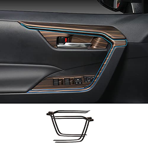 ERIDANUS Auto Accessories Fit for RAV4 2024 2023 2022 2021 2020 2019 Door Handle Upper Armrest Stripe Frame Cover Trim (Peach Wood Style) ABS 4 PCS - Image 1
