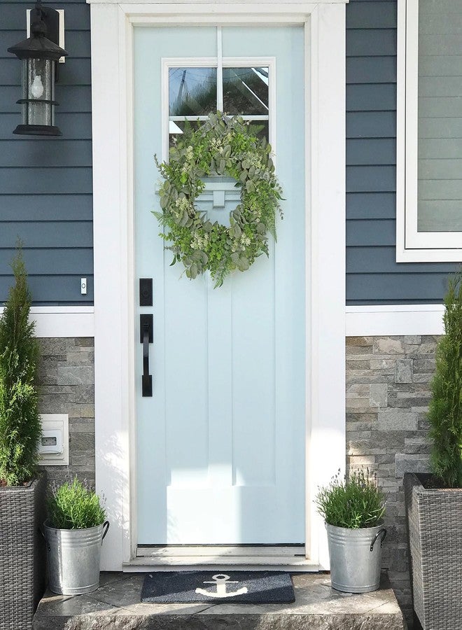 Briful 20in Eucalyptus Door Wreath Spring Summer Greenery Wreath Artificial Hanging Foliage Wreath for Front Door Outside All Season Window Mantle Farmhouse Home Decor - Image 4