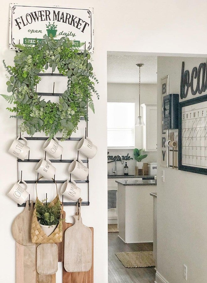 Briful 20in Eucalyptus Door Wreath Spring Summer Greenery Wreath Artificial Hanging Foliage Wreath for Front Door Outside All Season Window Mantle Farmhouse Home Decor - Image 5