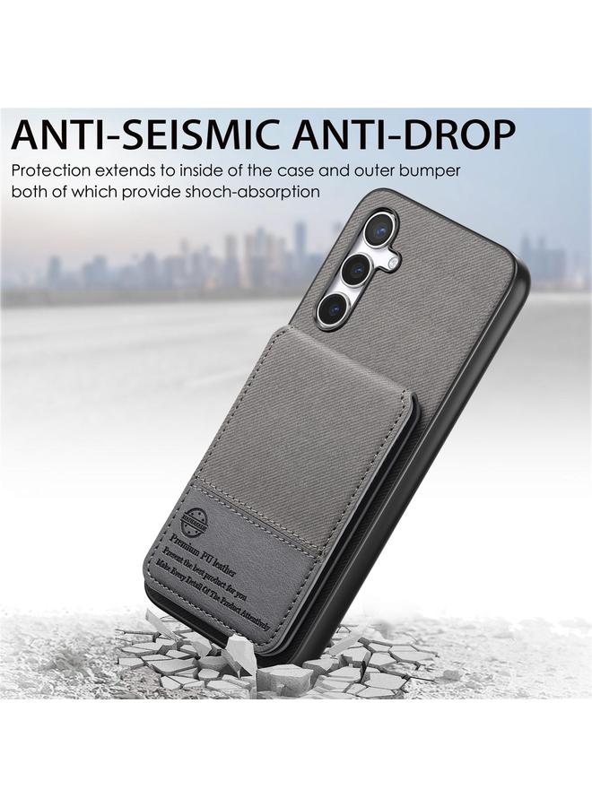 erorex Case For Samsung Galaxy A06 4G Twill Fabric Leather Vertical Flip RFID Card Bag Phone Case - Image 4