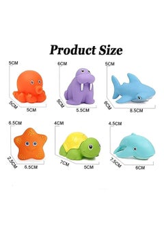 NQOOH Baby Bath Toys Set 7 Pieces Fishing Net and Color Changing Sea Animals Spray and Sound Bath Toys  - Image 2