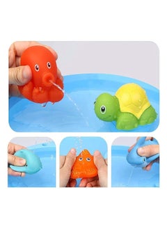 NQOOH Baby Bath Toys Set 7 Pieces Fishing Net and Color Changing Sea Animals Spray and Sound Bath Toys  - Image 4