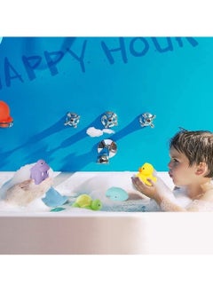 NQOOH Baby Bath Toys Set 7 Pieces Fishing Net and Color Changing Sea Animals Spray and Sound Bath Toys  - Image 5