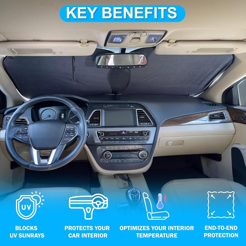 KASTWAVE Practical build Car Windshield Sun Shade, 4- Layer Reflective Foldable Windshield Cover, Sun & UV Reflective Sun Shade, Keeps Your Vehicle Cool Windshield Cover for Medium Sedan, SUV, 28 * 31 inches Light precision processed material - Image 2