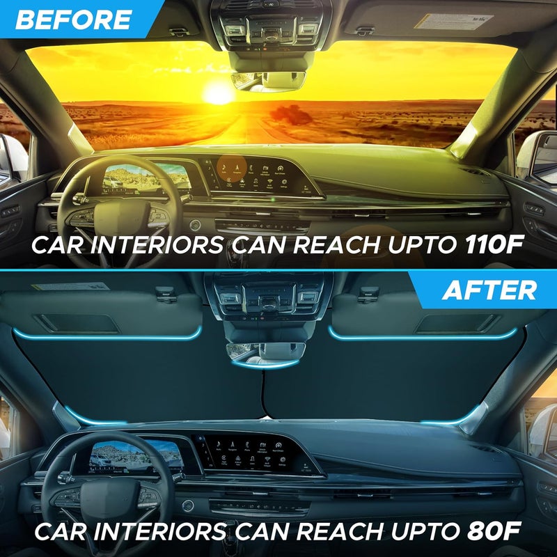 KASTWAVE Practical build Car Windshield Sun Shade, 4- Layer Reflective Foldable Windshield Cover, Sun & UV Reflective Sun Shade, Keeps Your Vehicle Cool Windshield Cover for Medium Sedan, SUV, 28 * 31 inches Light precision processed material - Image 4
