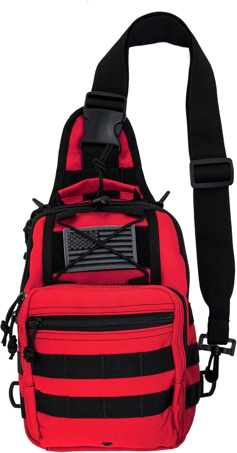 LINE2design First Aid Sling Backpack - Tactical EMS & Outdoor Rescue Bag - Red - Image 1
