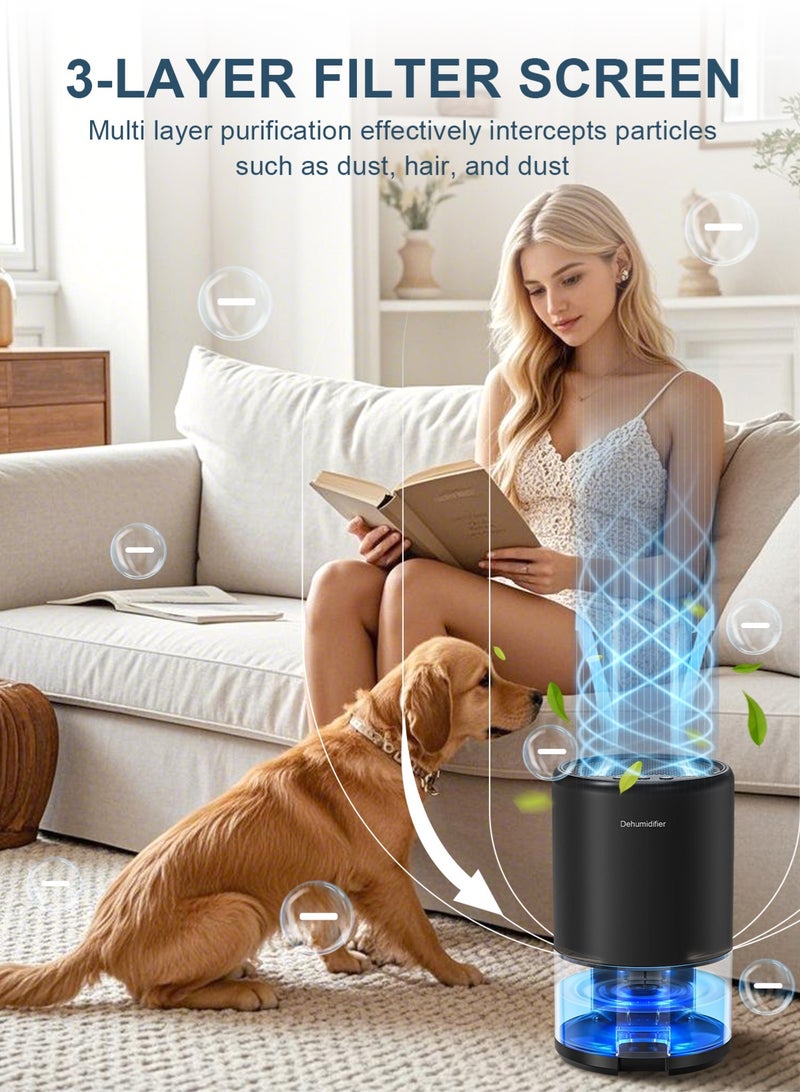 هومار كيت مزيلات الرطوبة للمنزل، مساحة 320 قدمًا مربعًا، سعة 35 أونصة، مزيلات رطوبة ذكية للطابق السفلي، غرفة النوم، الحمام، مزودة بـ 7 أضواء ملونة، مزيل رطوبة فائق الهدوء مع خرطوم تصريف، إيقاف تشغيل تلقائي ووضع السكون، لون أسود - Image 5