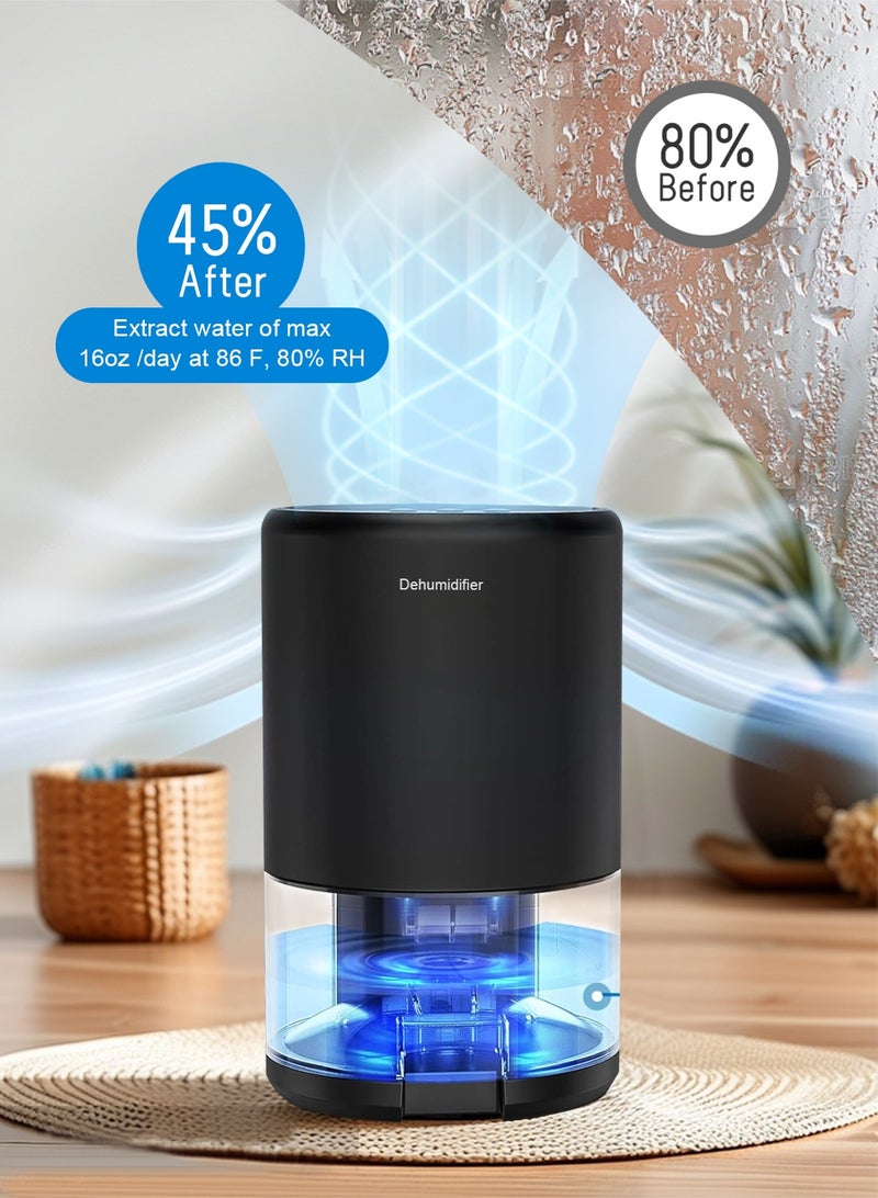 هومار كيت مزيلات الرطوبة للمنزل، مساحة 320 قدمًا مربعًا، سعة 35 أونصة، مزيلات رطوبة ذكية للطابق السفلي، غرفة النوم، الحمام، مزودة بـ 7 أضواء ملونة، مزيل رطوبة فائق الهدوء مع خرطوم تصريف، إيقاف تشغيل تلقائي ووضع السكون، لون أسود - Image 3