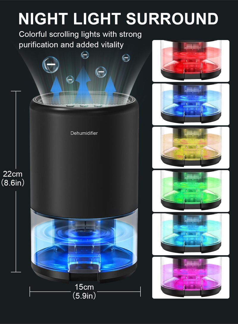 هومار كيت مزيلات الرطوبة للمنزل، مساحة 320 قدمًا مربعًا، سعة 35 أونصة، مزيلات رطوبة ذكية للطابق السفلي، غرفة النوم، الحمام، مزودة بـ 7 أضواء ملونة، مزيل رطوبة فائق الهدوء مع خرطوم تصريف، إيقاف تشغيل تلقائي ووضع السكون، لون أسود - Image 4