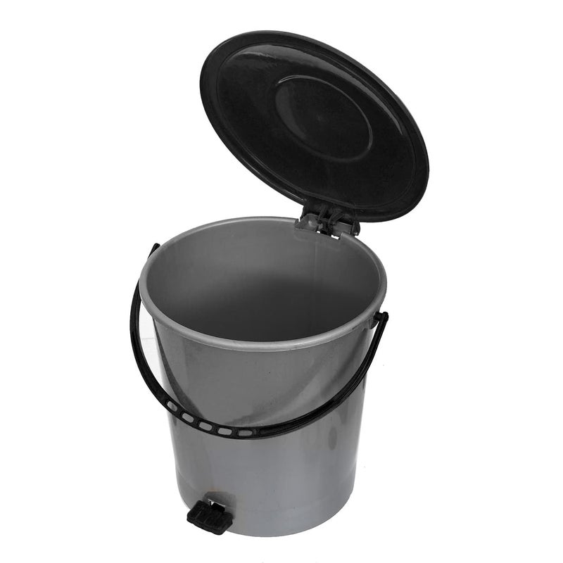 Kuber Industries Kuber Industries Plastic Pedal Dustbin Trashbin Wastebin For Kitchen Bathroom Office Use With Handle 5 Liter Grey Black47KM01018  - Image 3