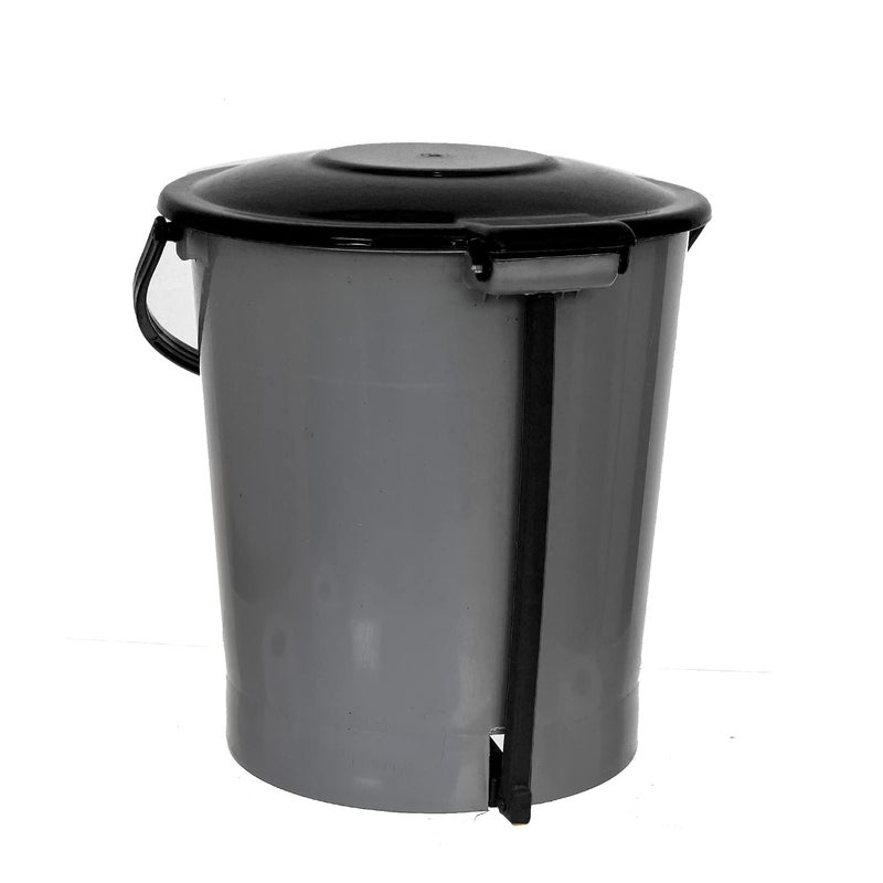 Kuber Industries Kuber Industries Plastic Pedal Dustbin Trashbin Wastebin For Kitchen Bathroom Office Use With Handle 5 Liter Grey Black47KM01018  - Image 4