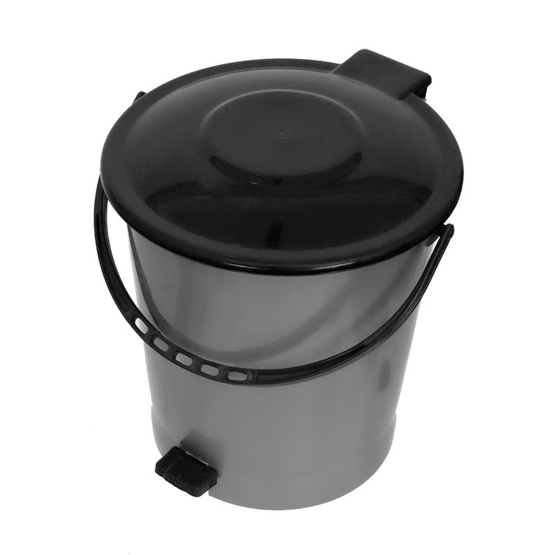 Kuber Industries Kuber Industries Plastic Pedal Dustbin Trashbin Wastebin For Kitchen Bathroom Office Use With Handle 5 Liter Grey Black47KM01018  - Image 1