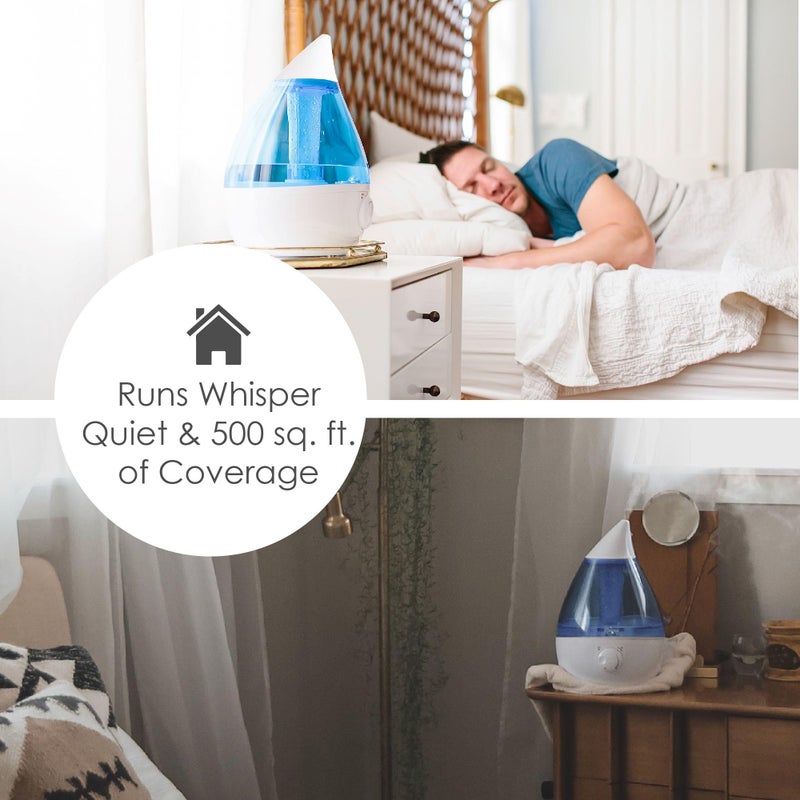 Crane Ultrasonic Cool Mist Teardrop Humidifier for Baby Nursery, Bedroom, Office, Large Room, Adjustable Humidity, Auto Shut-Off, Easy Clean Blue & White 1 Gallon - Image 4