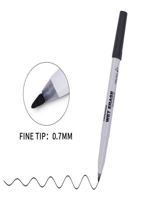 TWOHANDS Wet Erase Markers Ultra Fine Tip,0.7mm,Low Odor,Extra Fine Point,Black,Whiteboard Markers for Office,Home,or Planning Dry Erase Board,20710 - Image 2