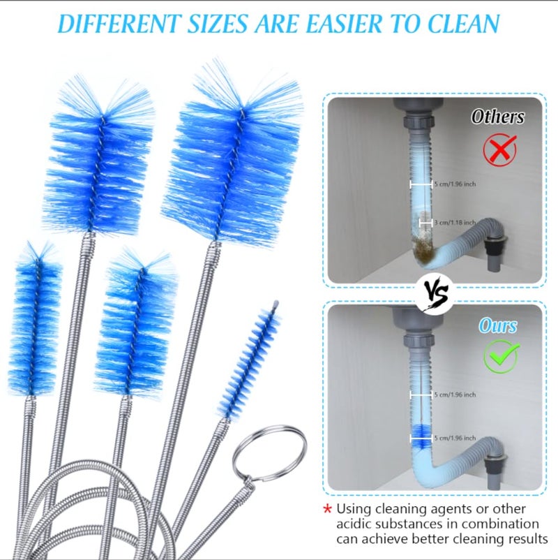 crvewom Flexible Long Drain Brush Set, Premium 3 Piece Kit with Double Ended and Stainless Steel Tube Cleaning Brushes for Ultimate Kitchen, Sink, and Pipe Cleaning, Including Powerful Drain Clog Remover - Image 4