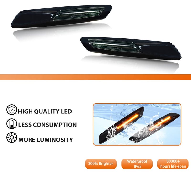Generic ADIIL F10 Style Smoked Lens Front Fender Full Amber LED Side Marker Light Turn Signal Lamp Assembly For BMW 1 3 5 Series E82 E88 E90 E91 E92 E93 E60 E61  - Image 2