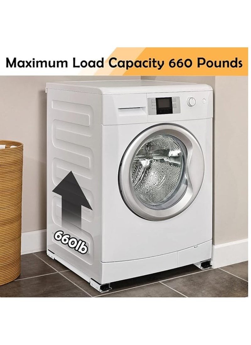 راكسوم الأثاث دوللي المحمول الأسطوانة، بكرات الأجهزة القابلة للتمديد قاعدة الغسالة المتنقلة، حامل الثلاجة عربة متحركة للغسالات والثلاجات والمجففات وغسالات الصحون، أبيض - Image 3