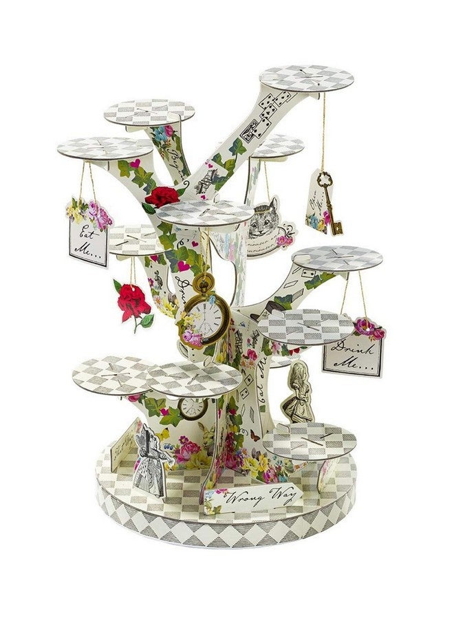 توكينج تيبلز حامل كعك أليس في بلاد العجائب من Talking Tables، ديكورات رائعة لحفلات عيد الأم، حامل كعك قابل لإعادة الاستخدام، قطعة مركزية لطاولة شاي ماد هاتر بعد الظهر، وأعياد الميلاد، وحفلات استقبال المولود الجديد - Image 1