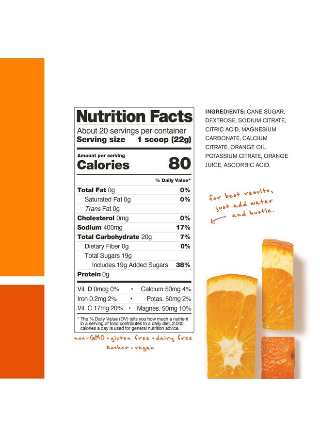 سكراتش لابز مسحوق ترطيب سكراتش لابس | مزيج مشروب رياضي | مسحوق إلكتروليتات للتمرين والتحمل والأداء | برتقالي | ٢٠ حصة | غير معدل وراثيًا، نباتي، كوشير - Image 3