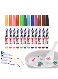 Water-based ink marker pens Floating water drawing pen Color pen that can float in water for drawing and coloring and can write on the board Erasable and washable 12pcs